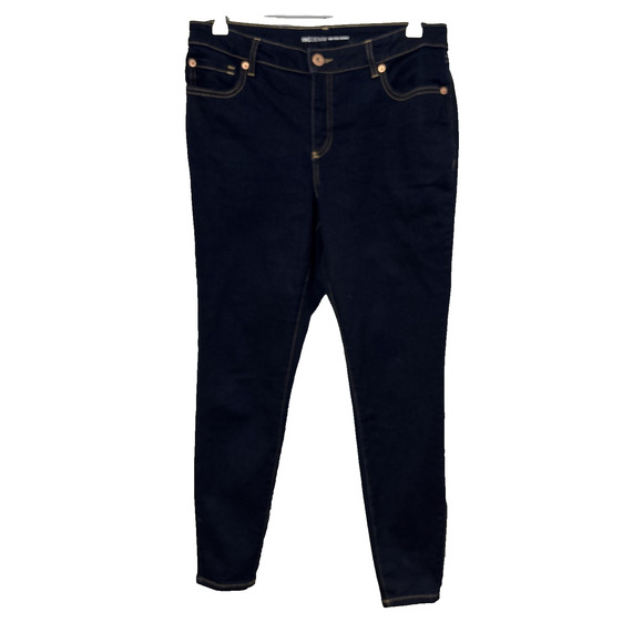 INC Denim Women's 12 Mid Rise Skinny Dark Wash Jeans Indigo Sexy Slimming Basic - Picture 1 of 9